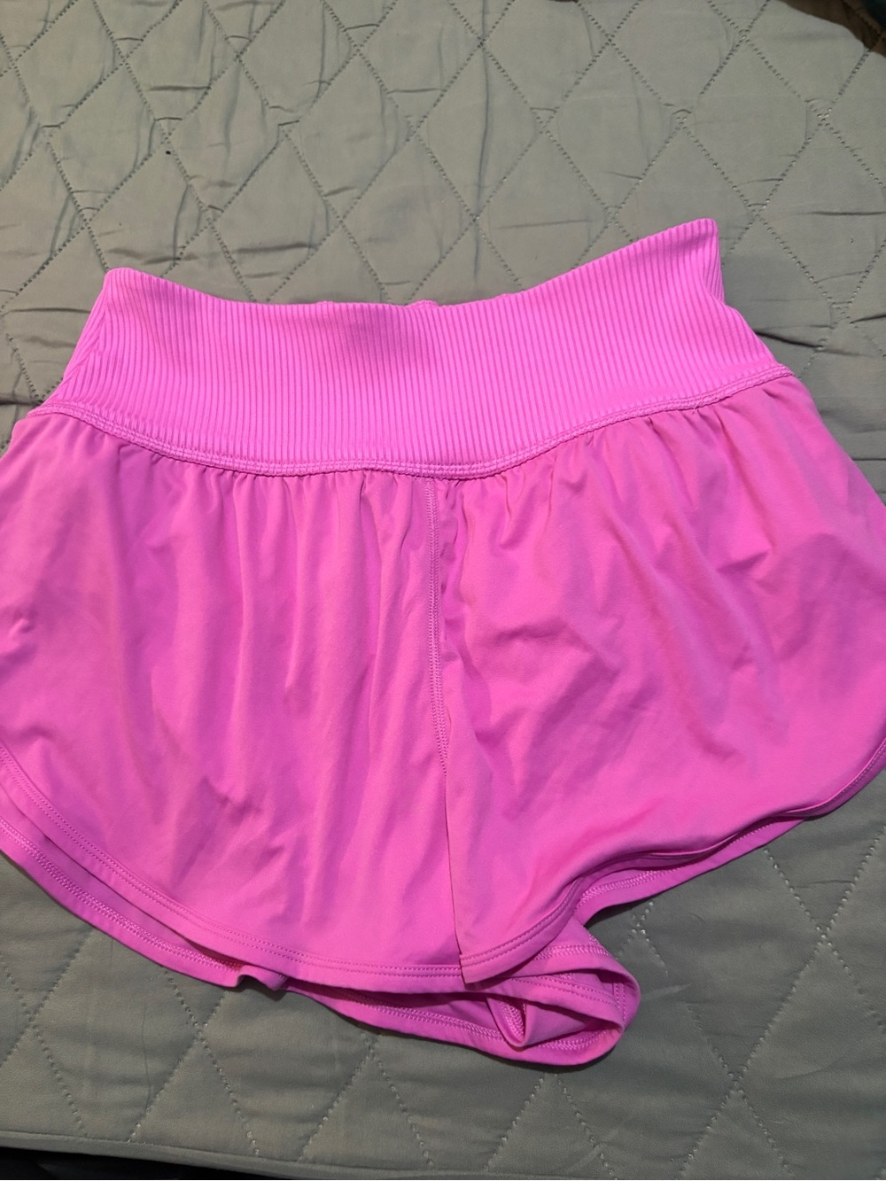 Free People Ribbed Waist Athletic Skort in Bright Pink